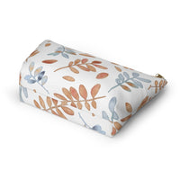 Watercolor Tossed Leaves Accessory Pouch w T-bottom in Orange